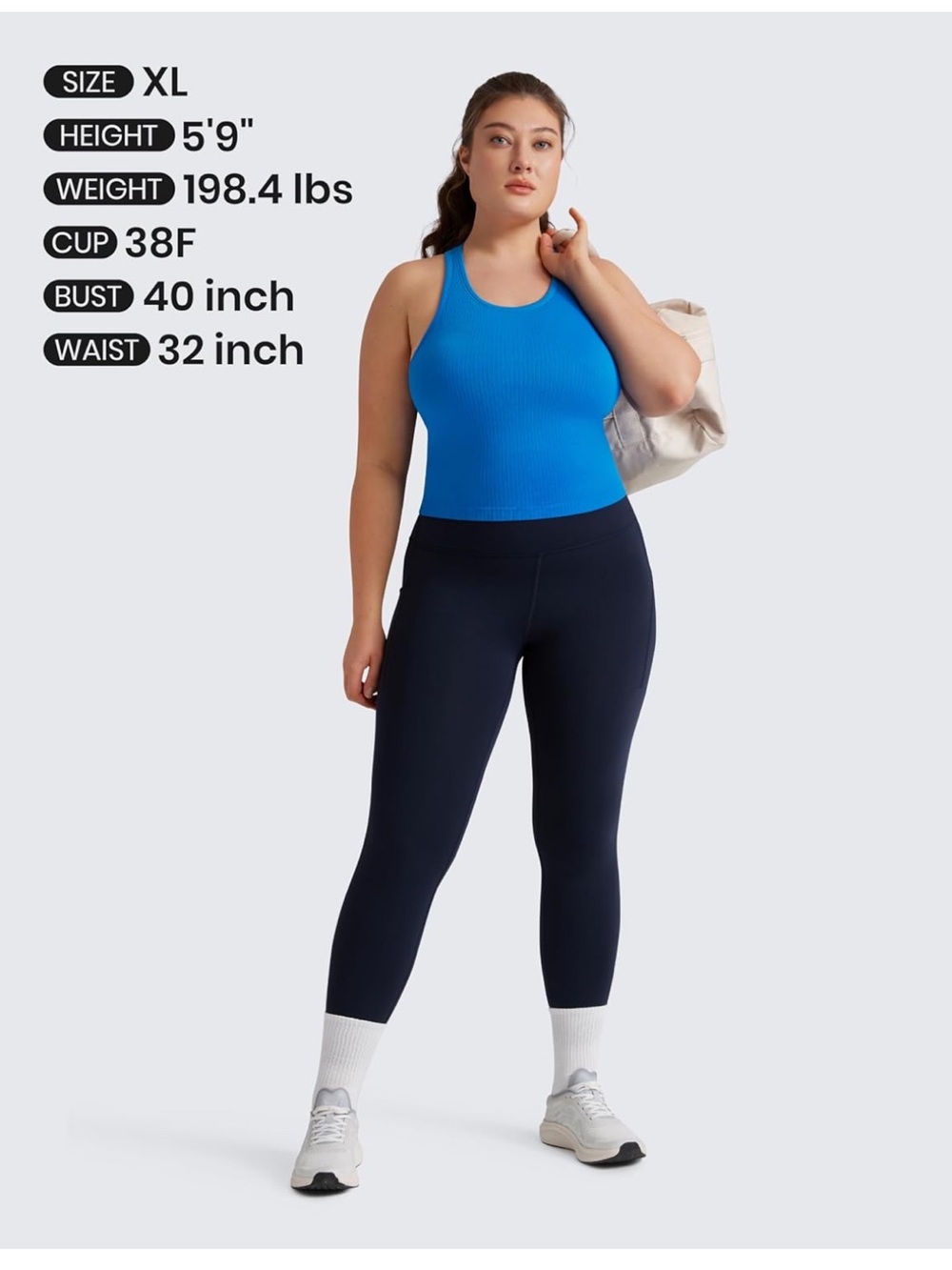 CRZ YOGA Racerback Ribbed Tank Top - Blue - Picture 10 of 10